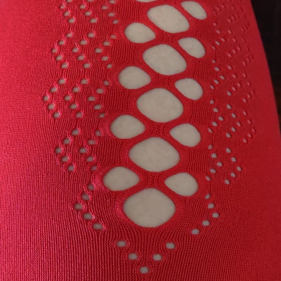 Bright Red Fabletics Leggings with Cut Out Design - Picture 4 of 6